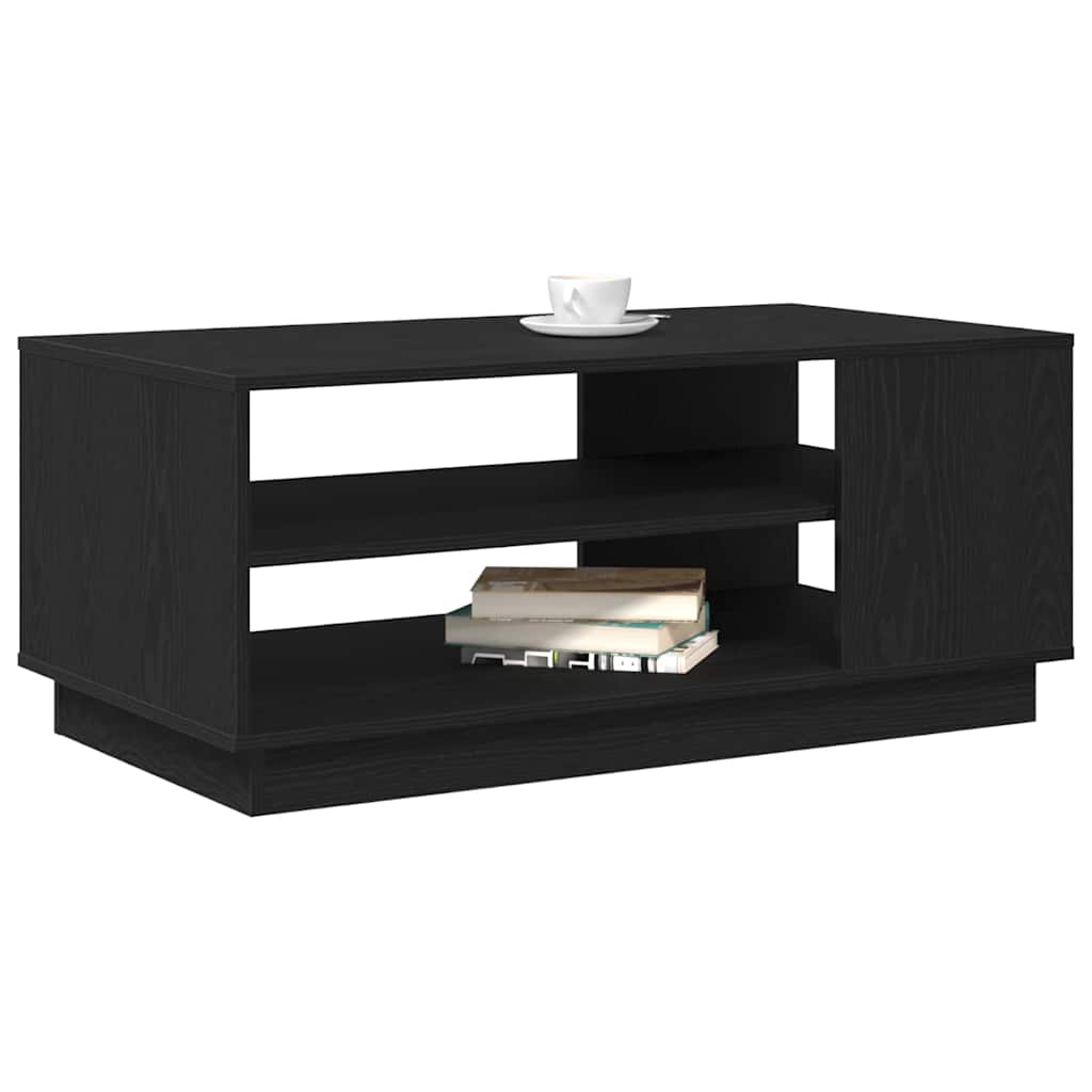 Salontafel Zwart Eiken 102 x 55 x 43 cm Bewerkt hout is nu te koop bij PeponiXL, paradijselijk wonen!