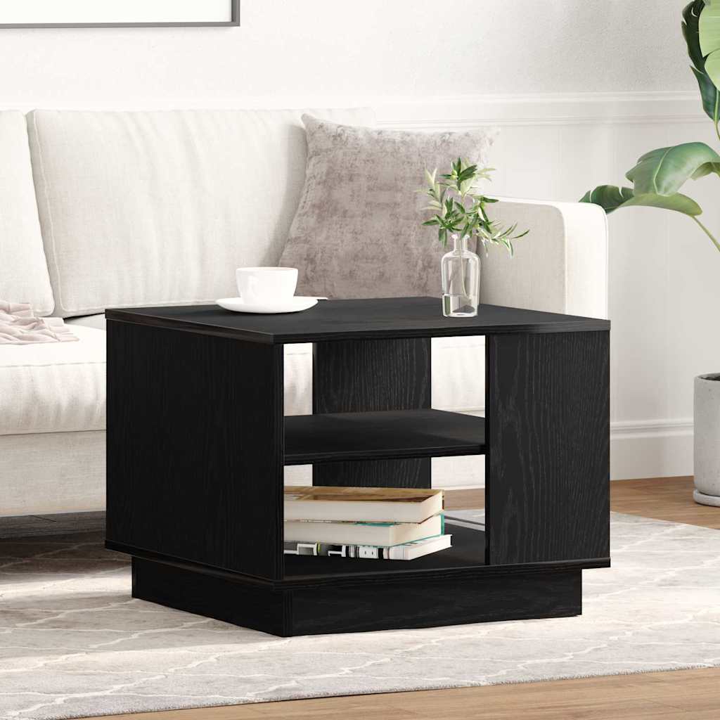 Salontafel Zwart Eiken 55 x 55 x 42 cm Bewerkt hout is nu te koop bij PeponiXL, paradijselijk wonen!