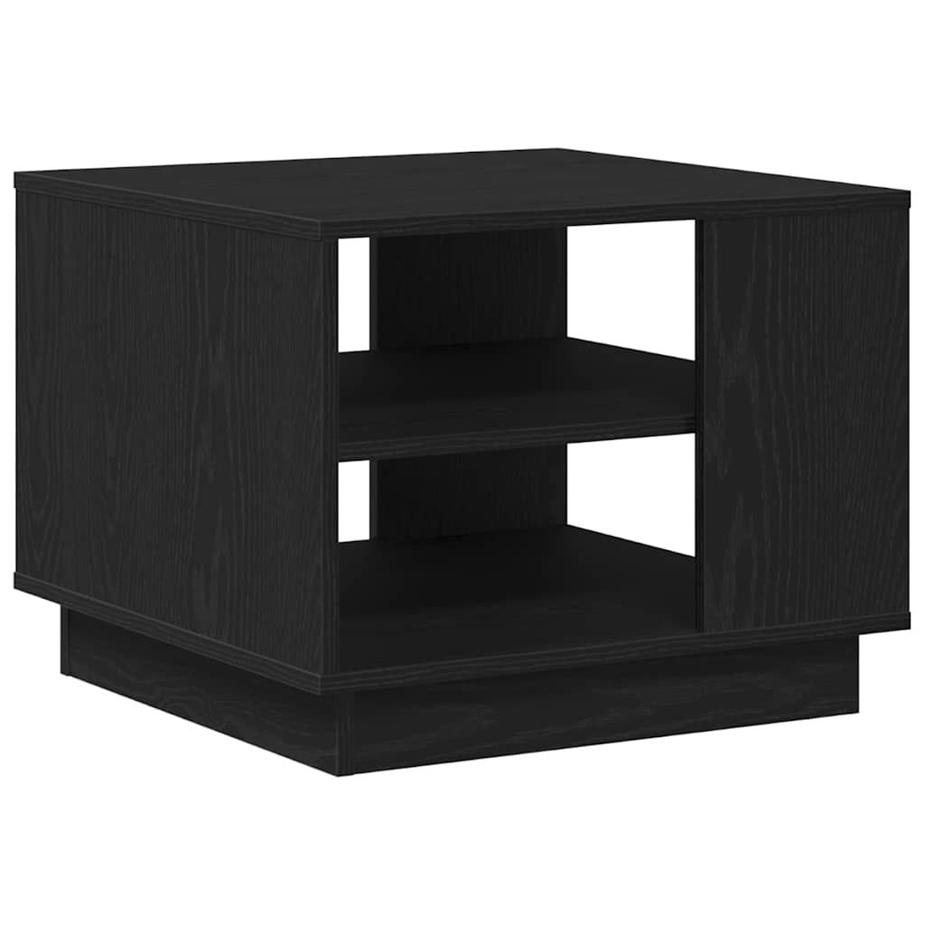 Salontafel Zwart Eiken 55 x 55 x 42 cm Bewerkt hout is nu te koop bij PeponiXL, paradijselijk wonen!