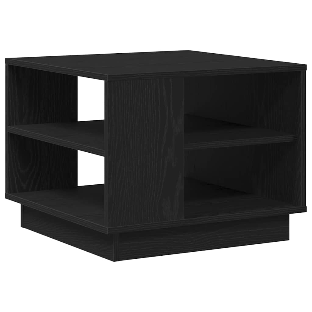 Salontafel Zwart Eiken 55 x 55 x 42 cm Bewerkt hout is nu te koop bij PeponiXL, paradijselijk wonen!