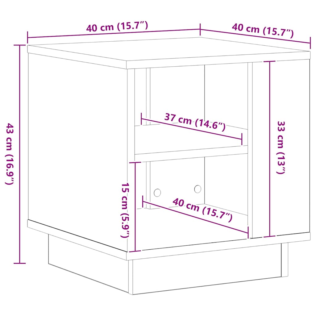 Salontafel Zwart Eiken 40 x 40 x 43 cm Bewerkt hout is nu te koop bij PeponiXL, paradijselijk wonen!