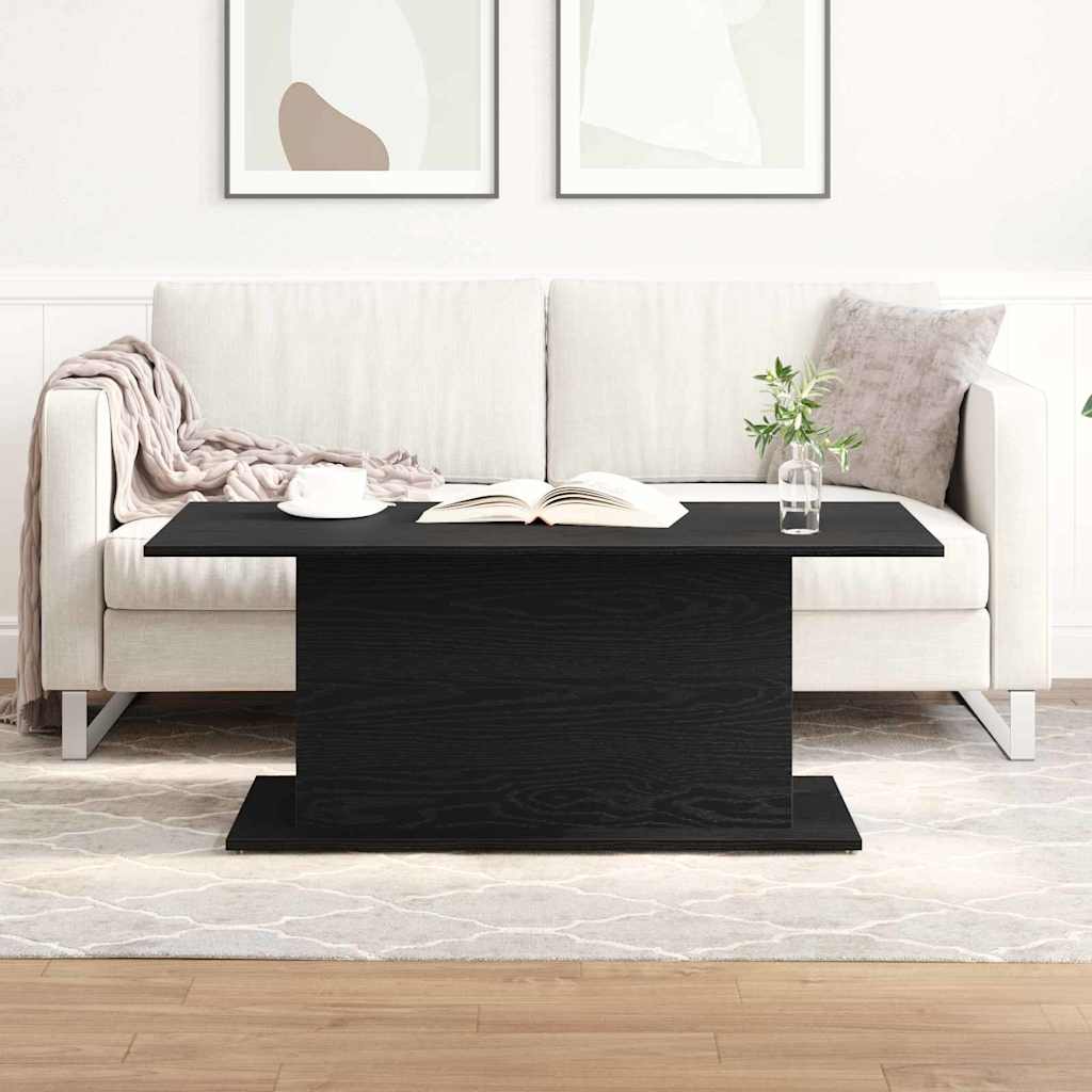 Salontafel Zwart Eiken 102 x 55,5 x 40 cm Bewerkt hout is nu te koop bij PeponiXL, paradijselijk wonen!