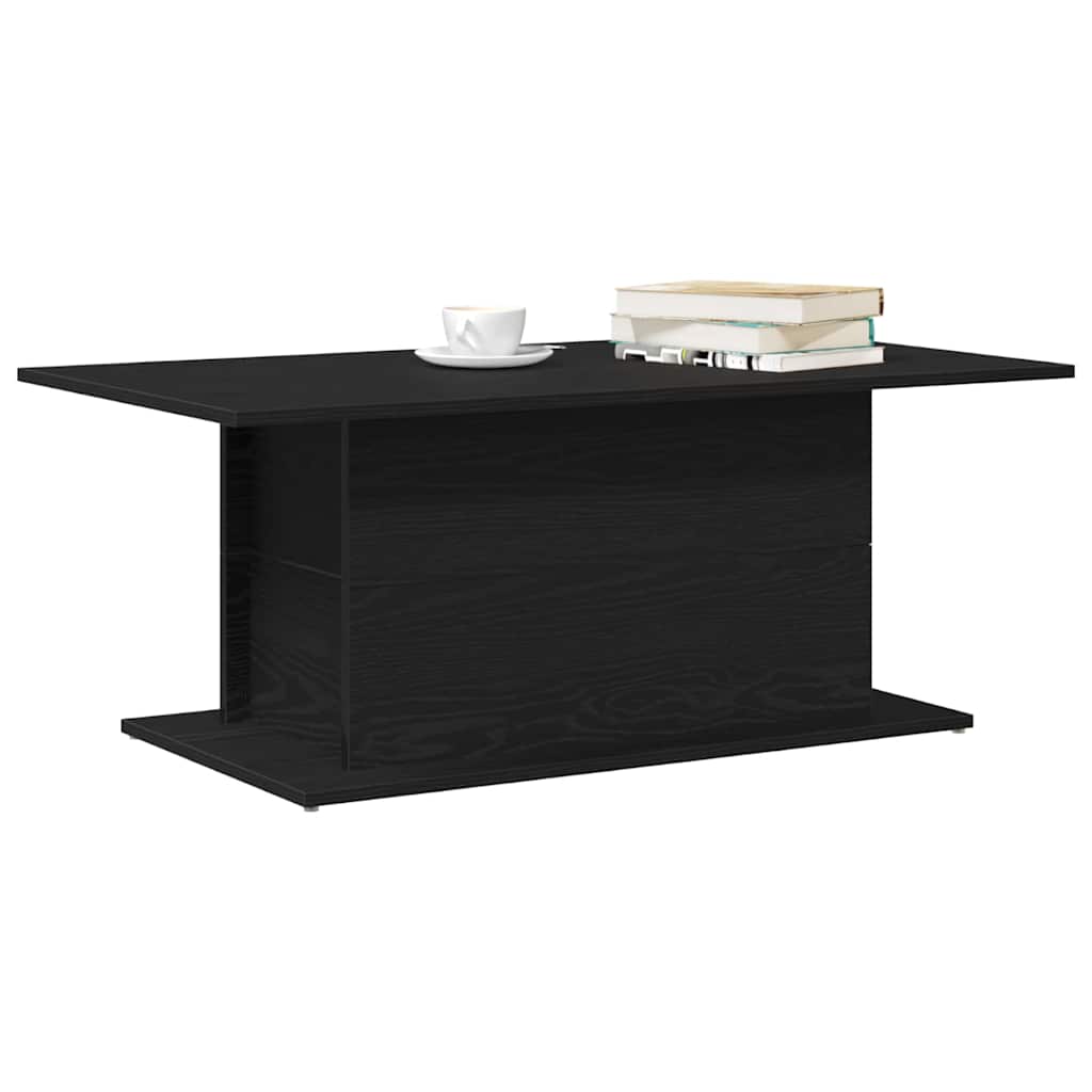 Salontafel Zwart Eiken 102 x 55,5 x 40 cm Bewerkt hout is nu te koop bij PeponiXL, paradijselijk wonen!