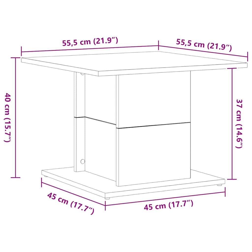 Salontafel Zwart Eiken 55,5 x 55,5 x 40 cm Bewerkt hout is nu te koop bij PeponiXL, paradijselijk wonen!