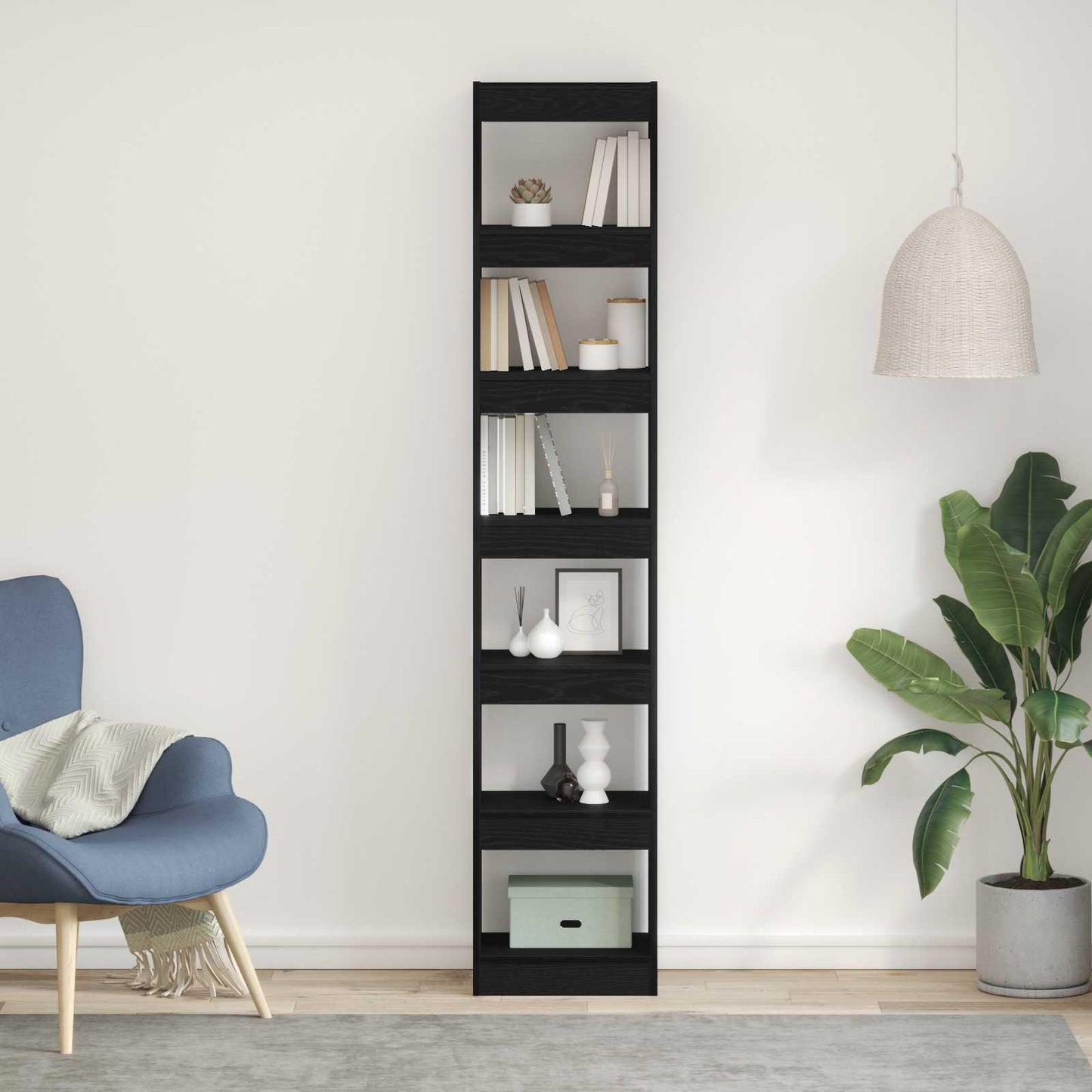 Boekenkast Zwart Eiken 40 x 30 x 198 cm Bewerkt hout is nu te koop bij PeponiXL, paradijselijk wonen!
