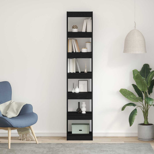 Boekenkast Zwart Eiken 40 x 30 x 198 cm Bewerkt hout is nu te koop bij PeponiXL, paradijselijk wonen!