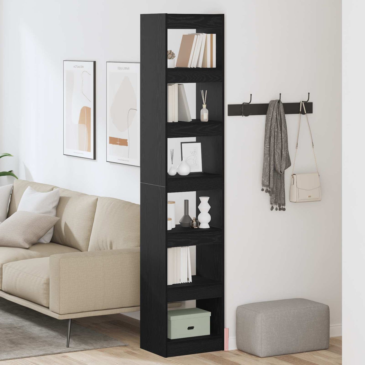 Boekenkast Zwart Eiken 40 x 30 x 198 cm Bewerkt hout is nu te koop bij PeponiXL, paradijselijk wonen!