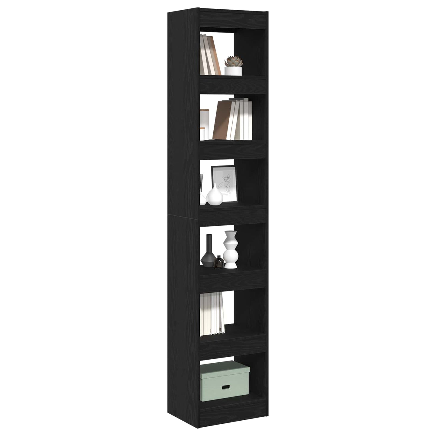 Boekenkast Zwart Eiken 40 x 30 x 198 cm Bewerkt hout is nu te koop bij PeponiXL, paradijselijk wonen!