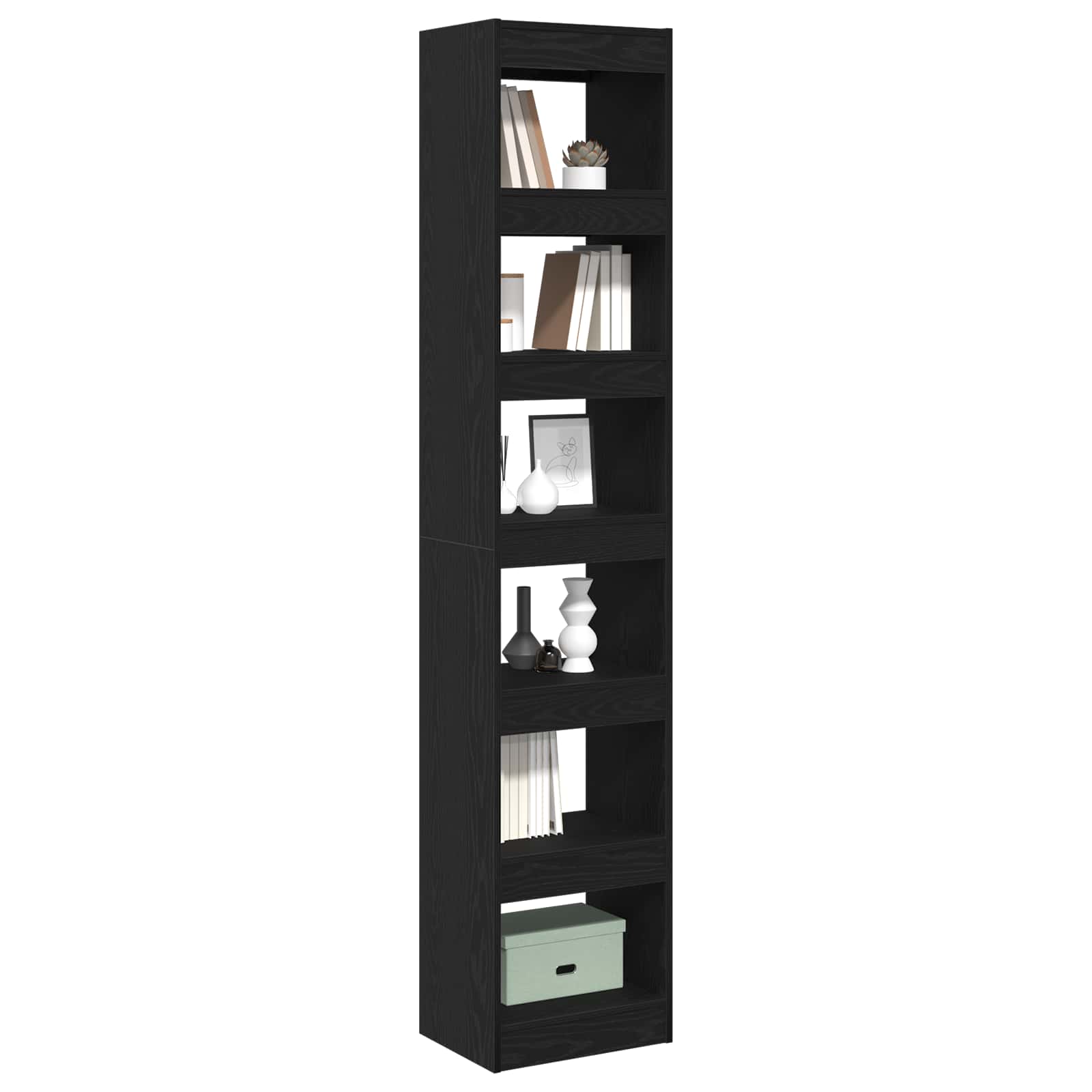 Boekenkast Zwart Eiken 40 x 30 x 198 cm Bewerkt hout is nu te koop bij PeponiXL, paradijselijk wonen!