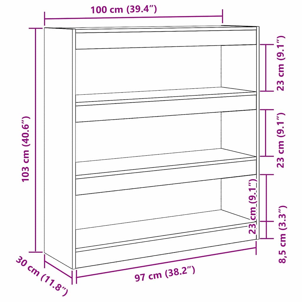 Boekenkast Zwart Eiken 100 x 30 x 103 cm Bewerkt hout is nu te koop bij PeponiXL, paradijselijk wonen!