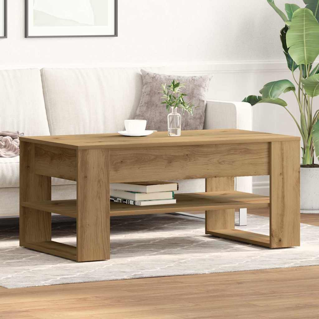 Salontafel Artisan Eiken 102 x 55 x 45 cm Bewerkt hout is nu te koop bij PeponiXL, paradijselijk wonen!