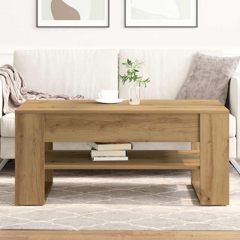Salontafel Artisan Eiken 102 x 55 x 45 cm Bewerkt hout is nu te koop bij PeponiXL, paradijselijk wonen!