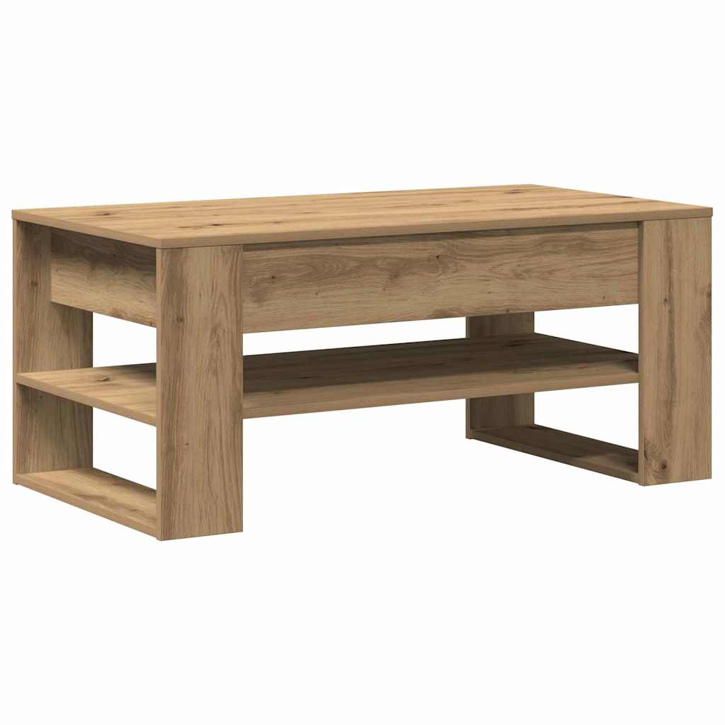 Salontafel Artisan Eiken 102 x 55 x 45 cm Bewerkt hout is nu te koop bij PeponiXL, paradijselijk wonen!