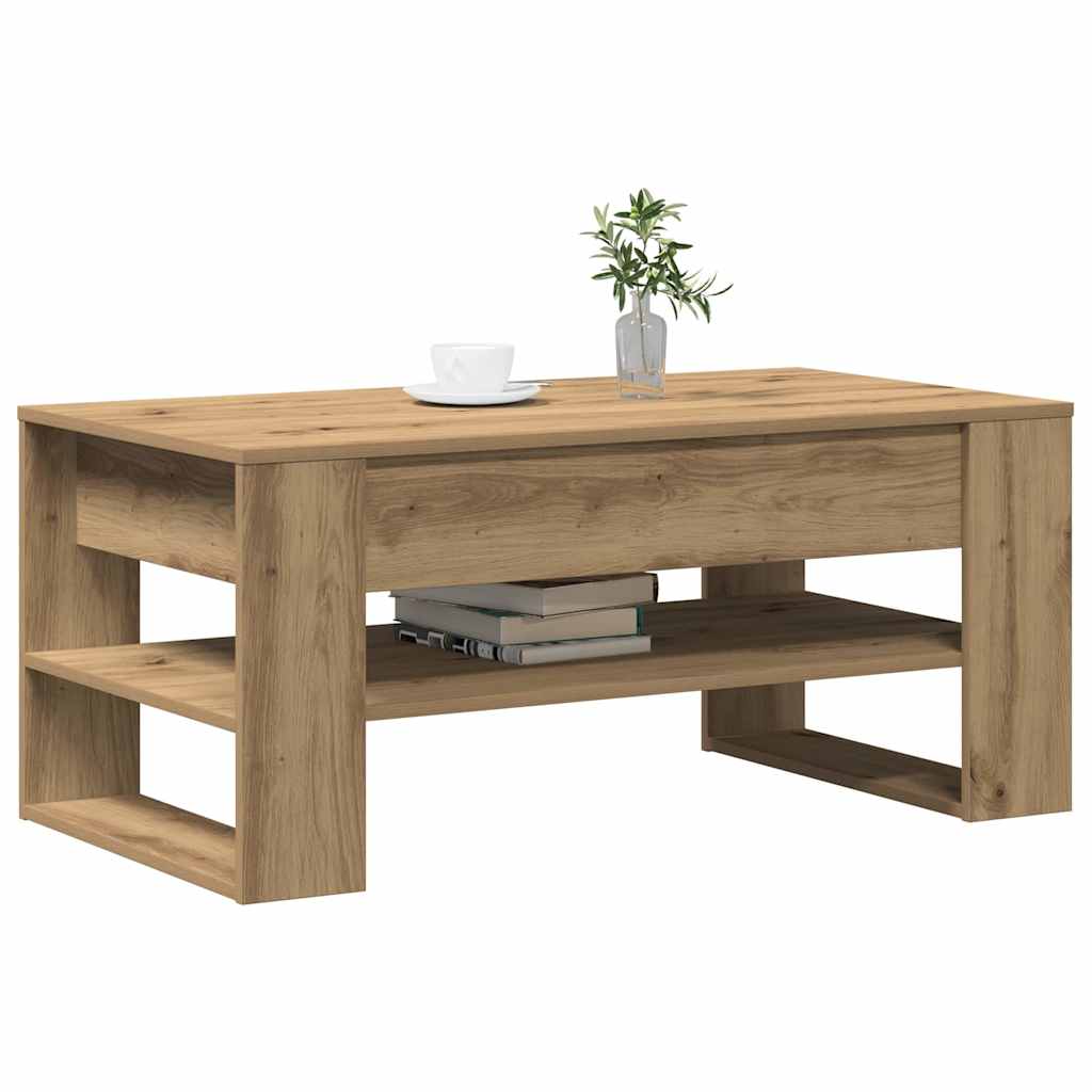 Salontafel Artisan Eiken 102 x 55 x 45 cm Bewerkt hout is nu te koop bij PeponiXL, paradijselijk wonen!