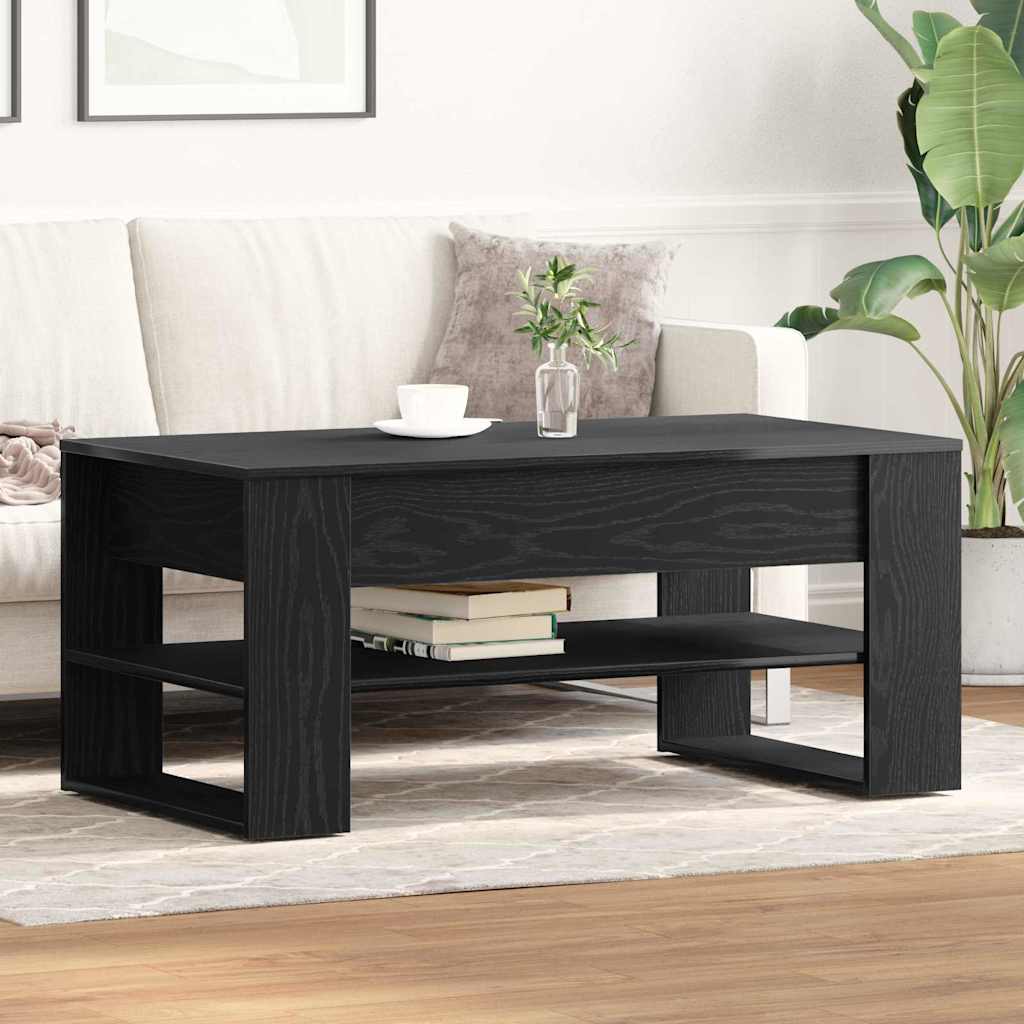 Salontafel Zwart Eiken 102 x 55 x 45 cm Bewerkt hout is nu te koop bij PeponiXL, paradijselijk wonen!