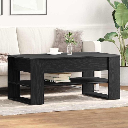 Salontafel Zwart Eiken 102 x 55 x 45 cm Bewerkt hout is nu te koop bij PeponiXL, paradijselijk wonen!