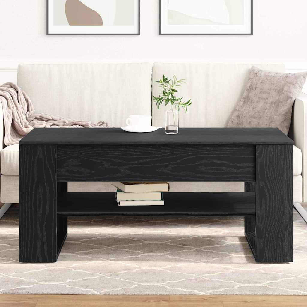 Salontafel Zwart Eiken 102 x 55 x 45 cm Bewerkt hout is nu te koop bij PeponiXL, paradijselijk wonen!