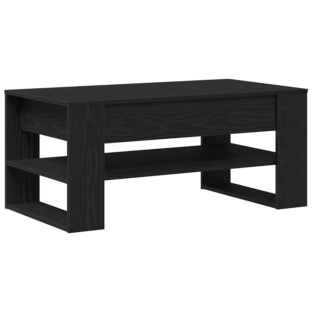 Salontafel Zwart Eiken 102 x 55 x 45 cm Bewerkt hout is nu te koop bij PeponiXL, paradijselijk wonen!