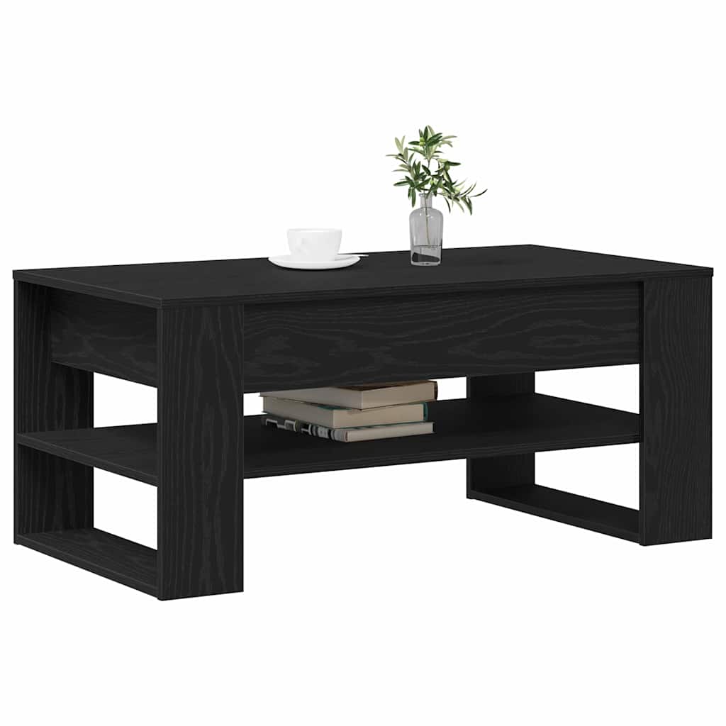 Salontafel Zwart Eiken 102 x 55 x 45 cm Bewerkt hout is nu te koop bij PeponiXL, paradijselijk wonen!