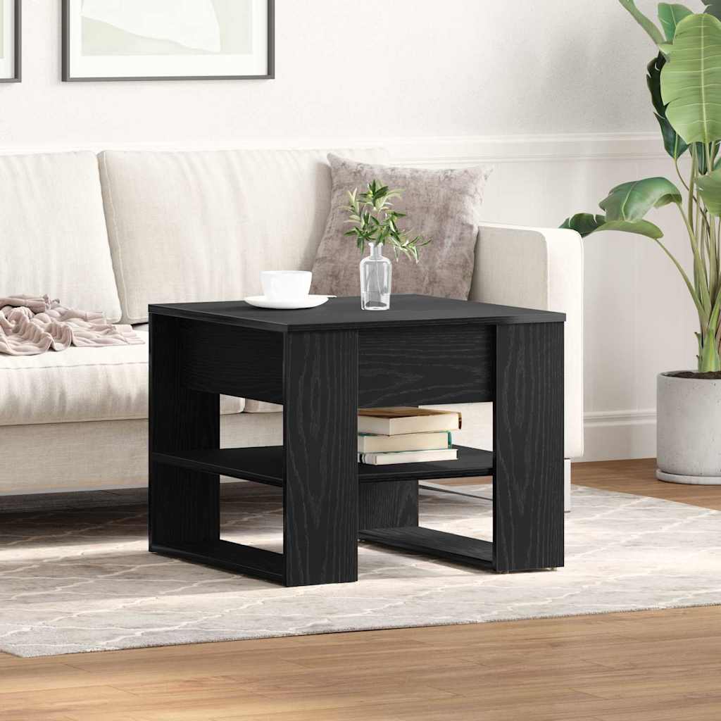 Salontafel Zwart Eiken 55,5 x 55 x 45 cm Bewerkt hout is nu te koop bij PeponiXL, paradijselijk wonen!