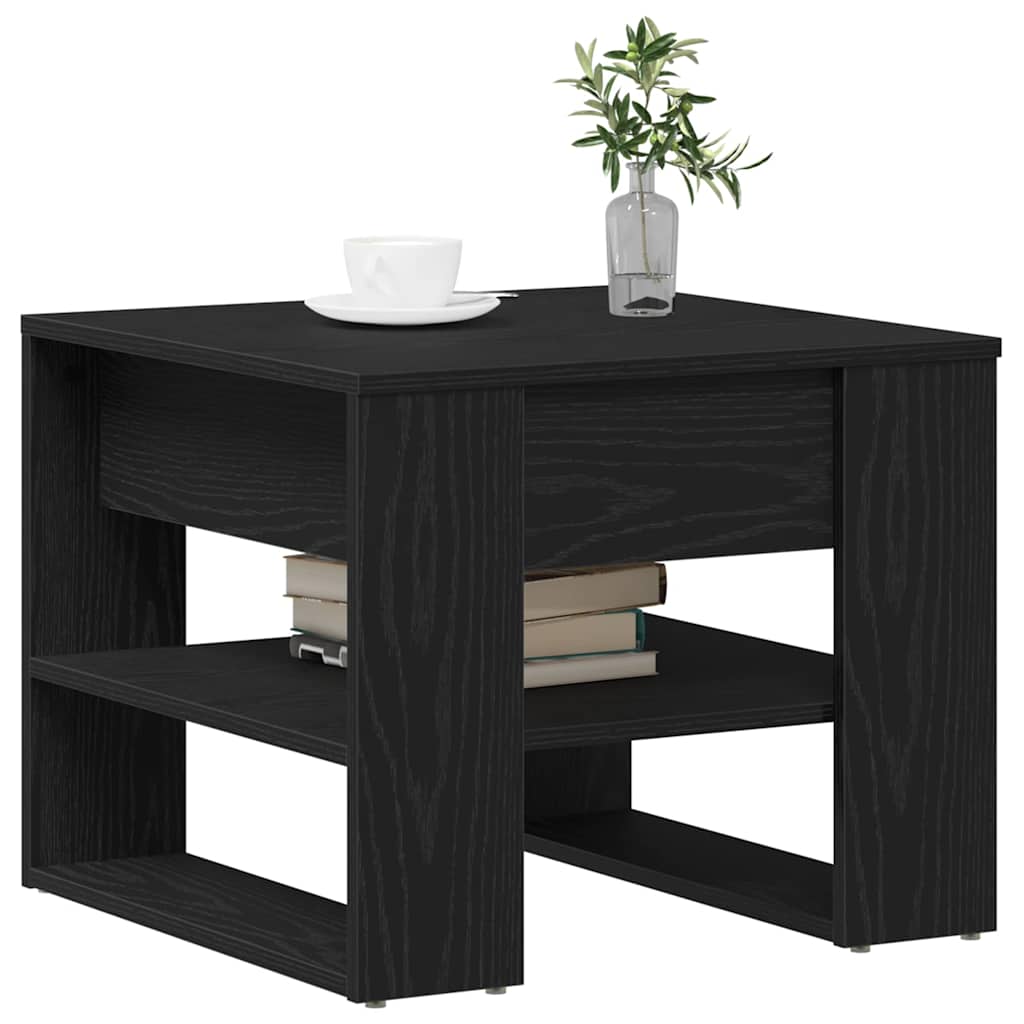 Salontafel Zwart Eiken 55,5 x 55 x 45 cm Bewerkt hout is nu te koop bij PeponiXL, paradijselijk wonen!