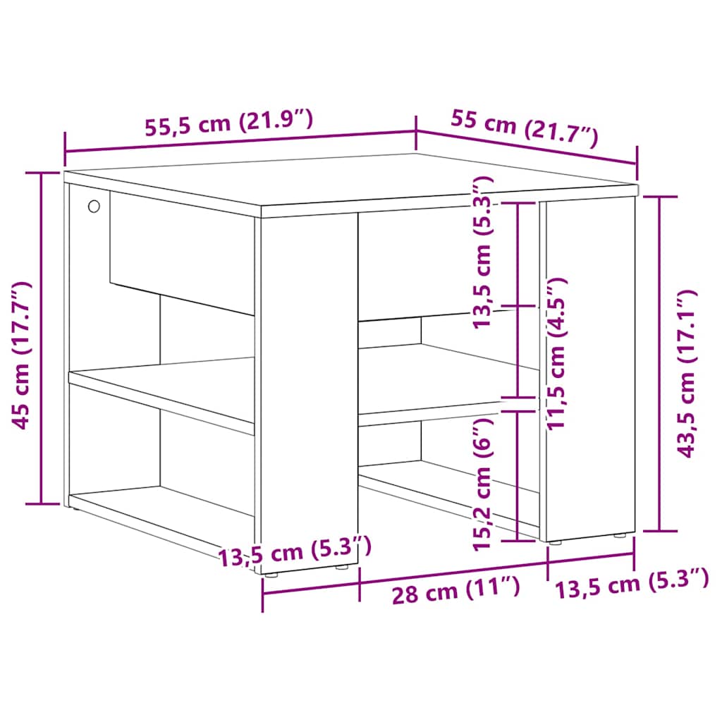 Salontafel Zwart Eiken 55,5 x 55 x 45 cm Bewerkt hout is nu te koop bij PeponiXL, paradijselijk wonen!