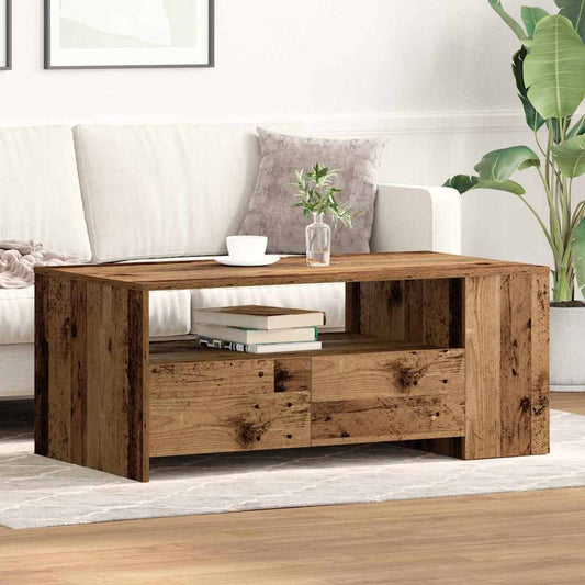 Salontafel met lade Oud Hout 102 x 55 x 43,5 cm Bewerkt hout is nu te koop bij PeponiXL, paradijselijk wonen!