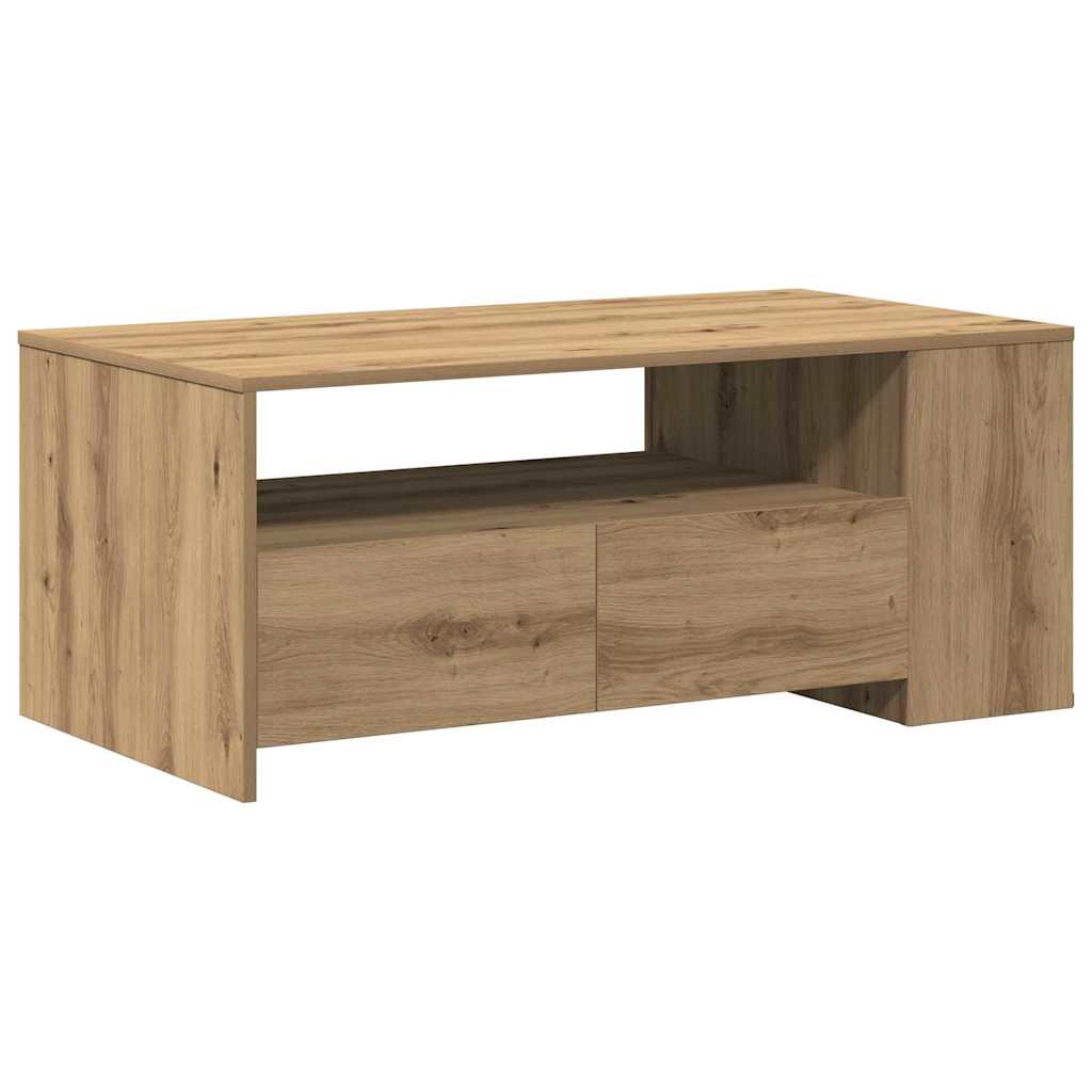 Salontafel Artisan Eiken 102 x 55 x 43,5 cm Bewerkt hout is nu te koop bij PeponiXL, paradijselijk wonen!