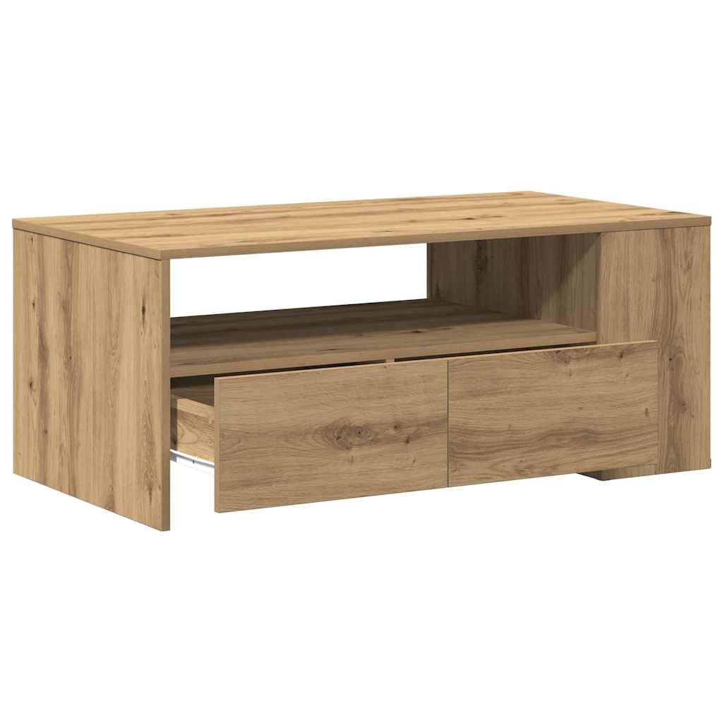 Salontafel Artisan Eiken 102 x 55 x 43,5 cm Bewerkt hout is nu te koop bij PeponiXL, paradijselijk wonen!