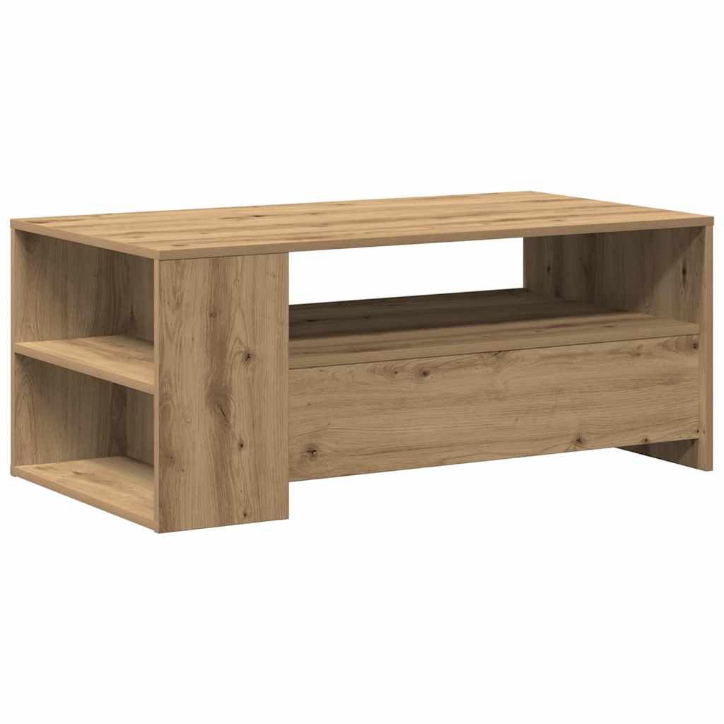 Salontafel Artisan Eiken 102 x 55 x 43,5 cm Bewerkt hout is nu te koop bij PeponiXL, paradijselijk wonen!