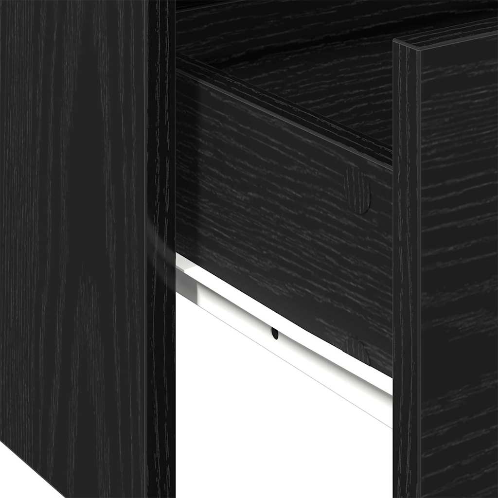 Salontafel met lade Zwart Eiken 102 x 55 x 43,5 cm Bewerkt hout is nu te koop bij PeponiXL, paradijselijk wonen!