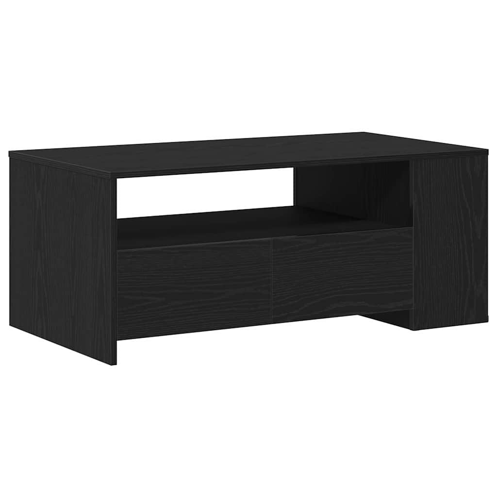 Salontafel met lade Zwart Eiken 102 x 55 x 43,5 cm Bewerkt hout is nu te koop bij PeponiXL, paradijselijk wonen!