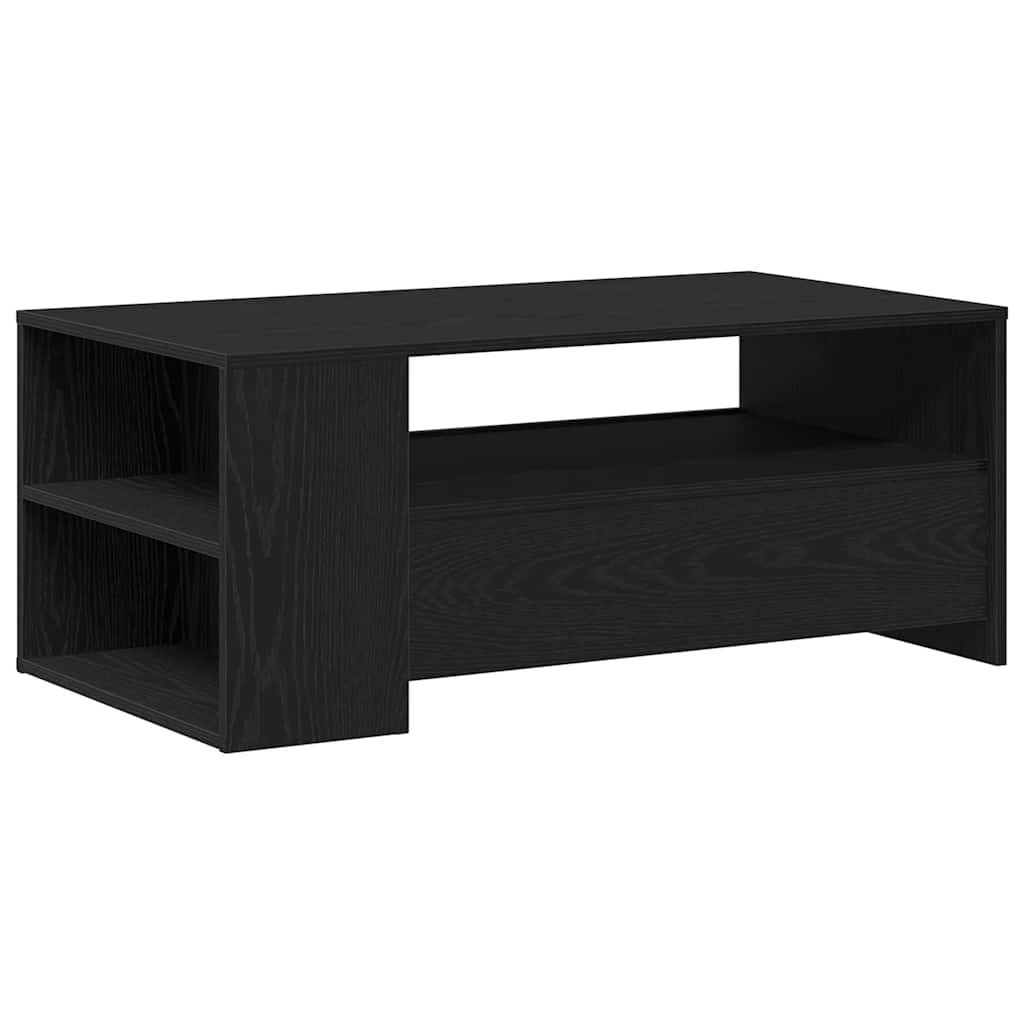 Salontafel met lade Zwart Eiken 102 x 55 x 43,5 cm Bewerkt hout is nu te koop bij PeponiXL, paradijselijk wonen!