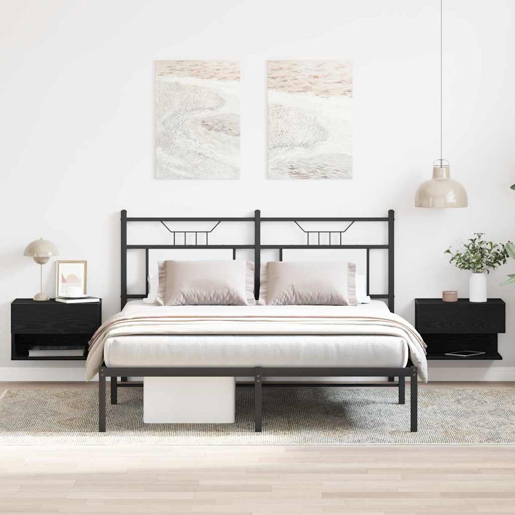 Nachtkastje 2 pcs Zwart Eiken 46 x 30 x 30 cm Bewerkt hout is nu te koop bij PeponiXL, paradijselijk wonen!