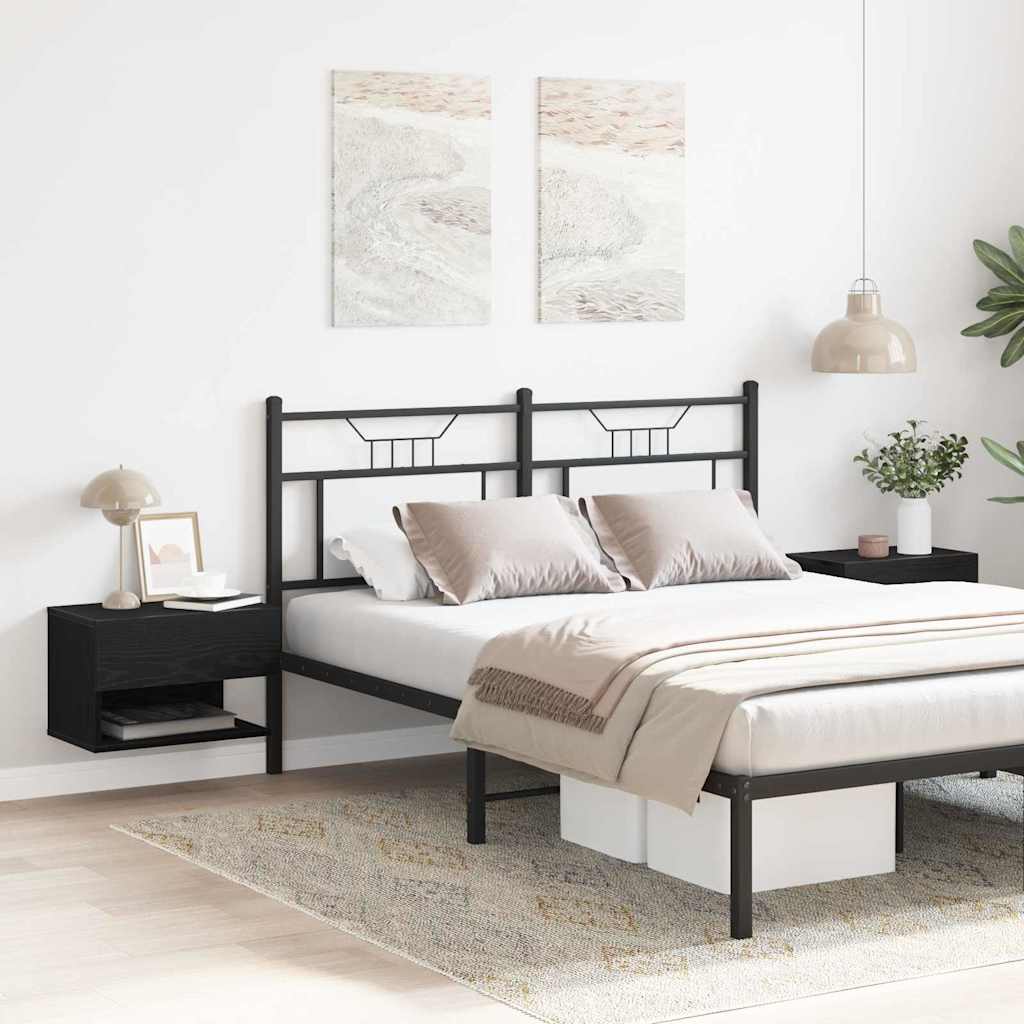 Nachtkastje 2 pcs Zwart Eiken 46 x 30 x 30 cm Bewerkt hout is nu te koop bij PeponiXL, paradijselijk wonen!