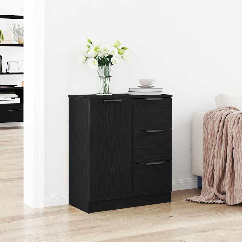 Dressoir met lade Zwart Eiken 60 x 30 x 70 cm Bewerkt hout is nu te koop bij PeponiXL, paradijselijk wonen!