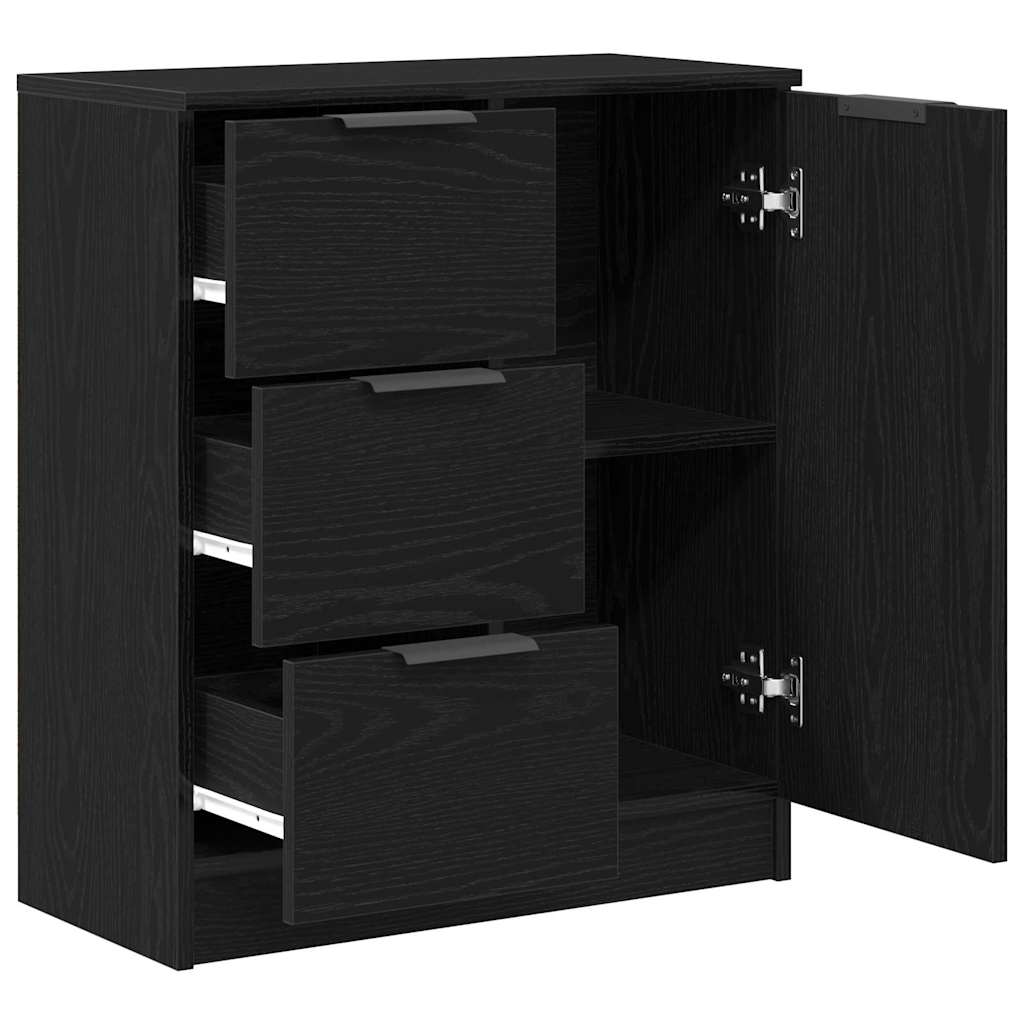 Dressoir met lade Zwart Eiken 60 x 30 x 70 cm Bewerkt hout is nu te koop bij PeponiXL, paradijselijk wonen!