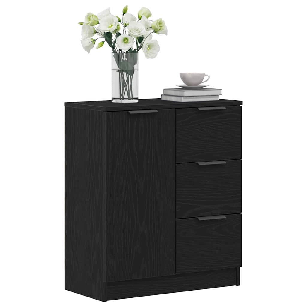 Dressoir met lade Zwart Eiken 60 x 30 x 70 cm Bewerkt hout is nu te koop bij PeponiXL, paradijselijk wonen!