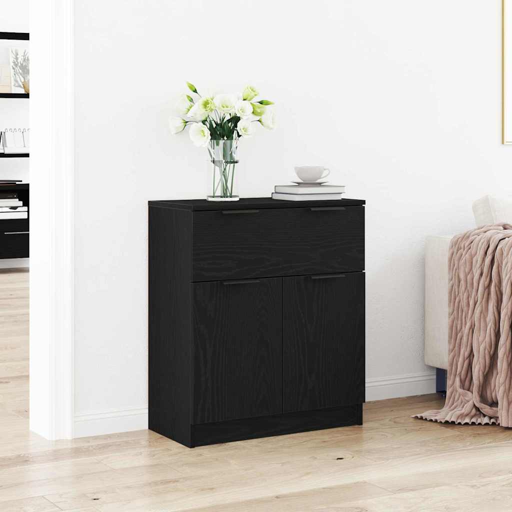 Dressoir met lade Zwart Eiken 60 x 30 x 70 cm Bewerkt hout is nu te koop bij PeponiXL, paradijselijk wonen!