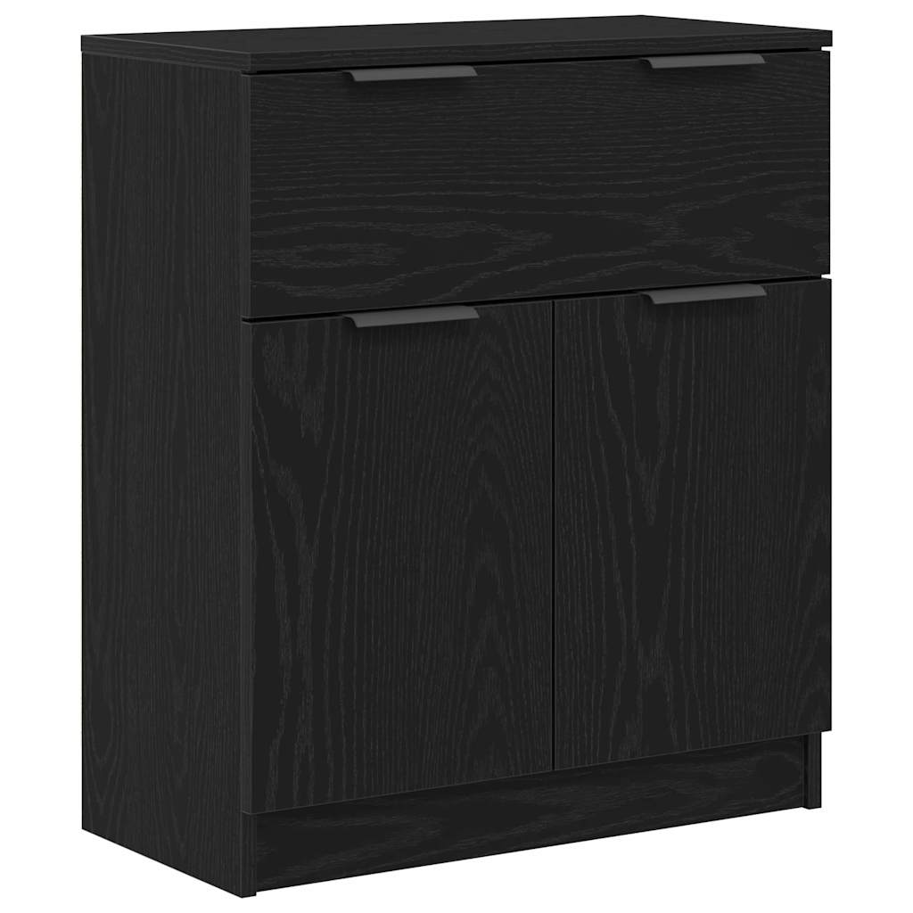 Dressoir met lade Zwart Eiken 60 x 30 x 70 cm Bewerkt hout is nu te koop bij PeponiXL, paradijselijk wonen!