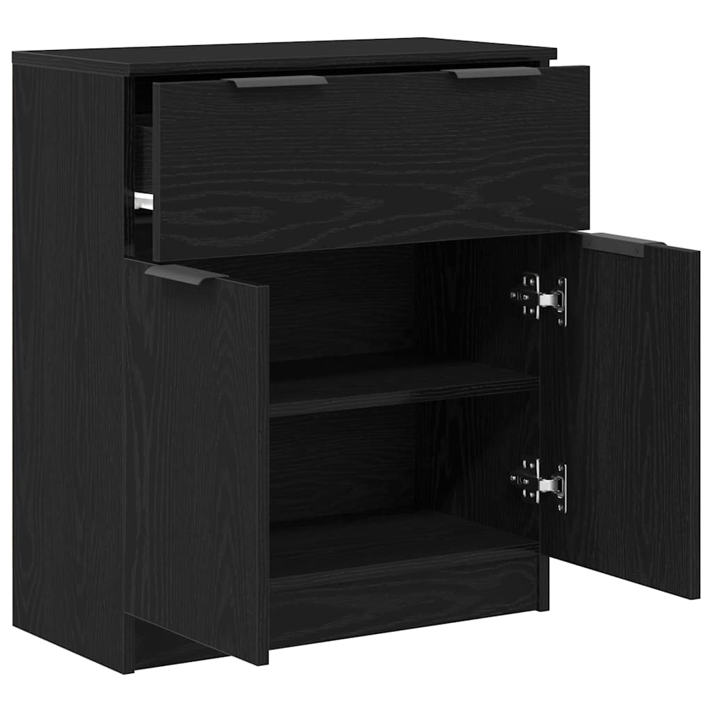 Dressoir met lade Zwart Eiken 60 x 30 x 70 cm Bewerkt hout is nu te koop bij PeponiXL, paradijselijk wonen!