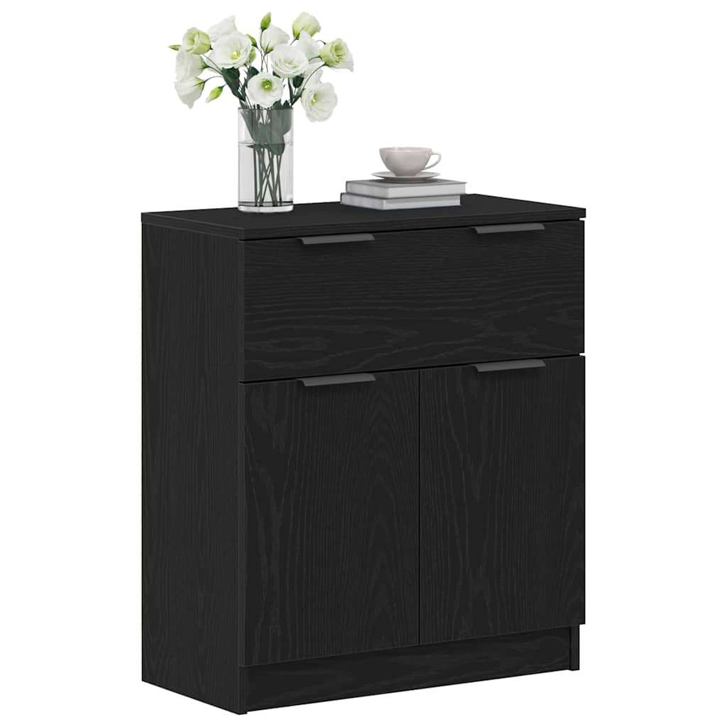 Dressoir met lade Zwart Eiken 60 x 30 x 70 cm Bewerkt hout is nu te koop bij PeponiXL, paradijselijk wonen!