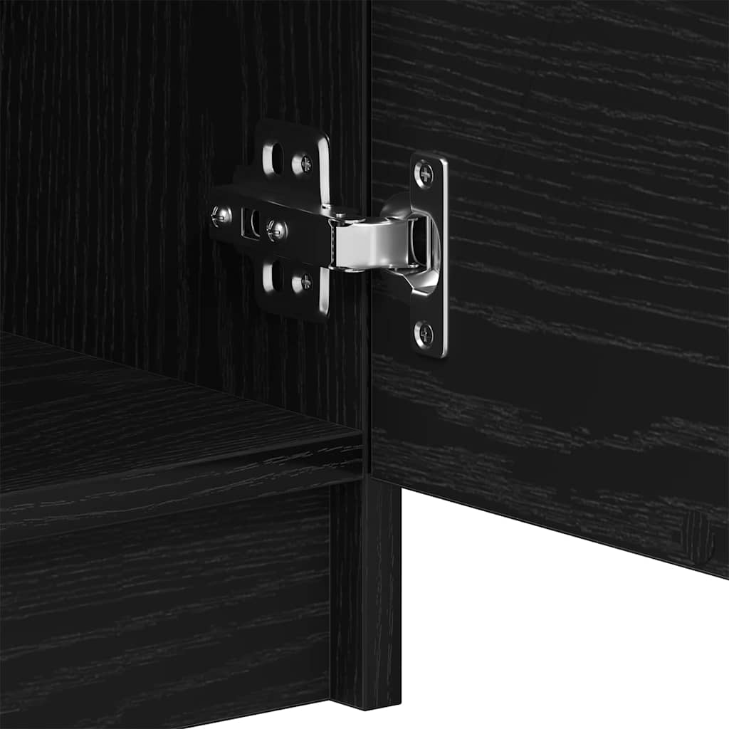 Dressoir Zwart Eiken 60 x 30 x 70 cm Bewerkt hout is nu te koop bij PeponiXL, paradijselijk wonen!