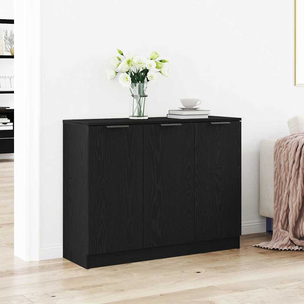 Dressoir Zwart Eiken 90,5 x 30 x 70 cm Bewerkt hout is nu te koop bij PeponiXL, paradijselijk wonen!