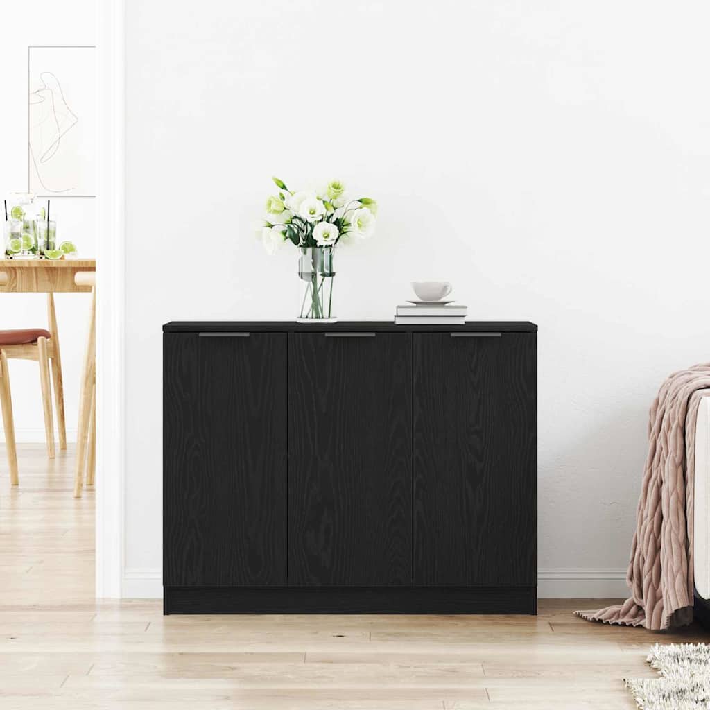 Dressoir Zwart Eiken 90,5 x 30 x 70 cm Bewerkt hout is nu te koop bij PeponiXL, paradijselijk wonen!