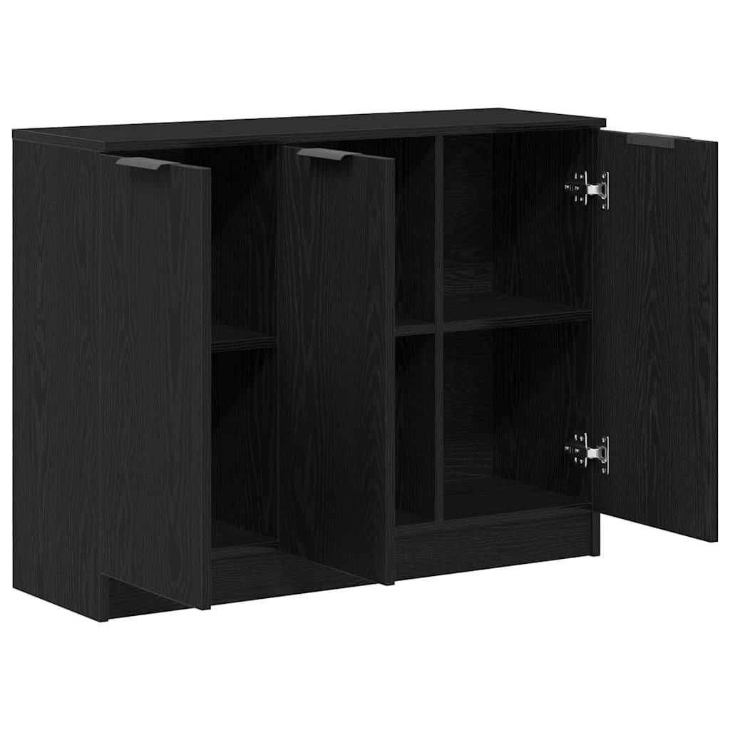 Dressoir Zwart Eiken 90,5 x 30 x 70 cm Bewerkt hout is nu te koop bij PeponiXL, paradijselijk wonen!