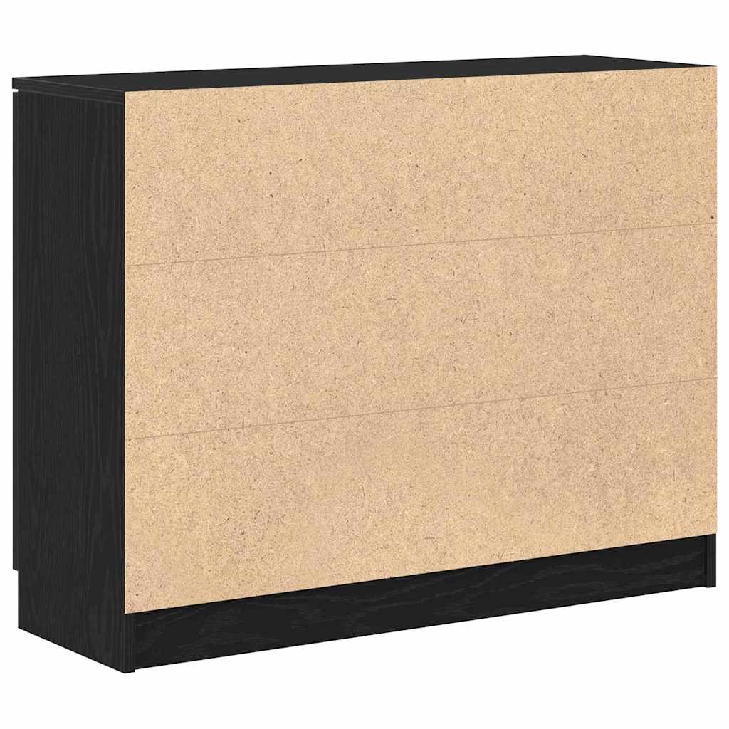 Dressoir Zwart Eiken 90,5 x 30 x 70 cm Bewerkt hout is nu te koop bij PeponiXL, paradijselijk wonen!