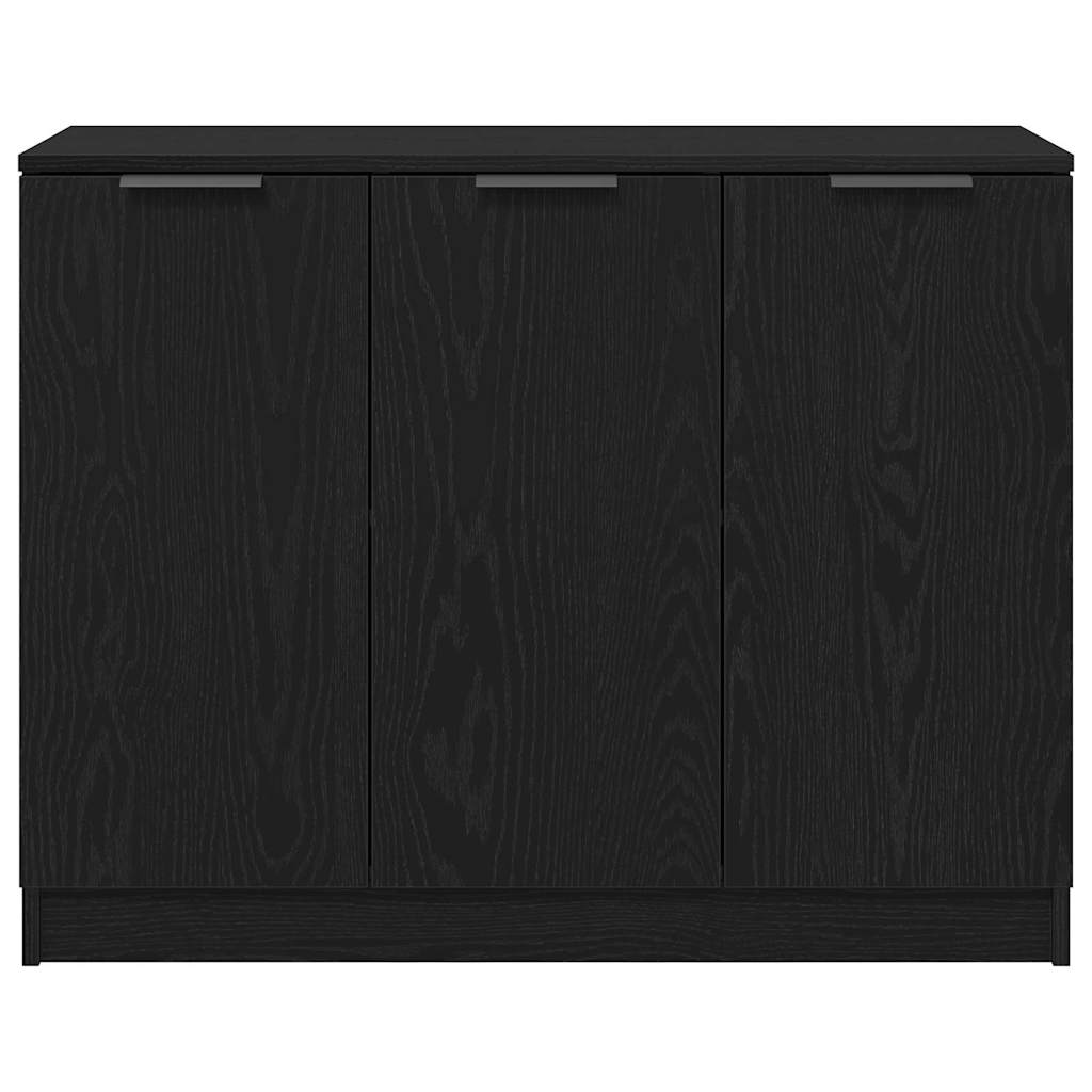 Dressoir Zwart Eiken 90,5 x 30 x 70 cm Bewerkt hout is nu te koop bij PeponiXL, paradijselijk wonen!