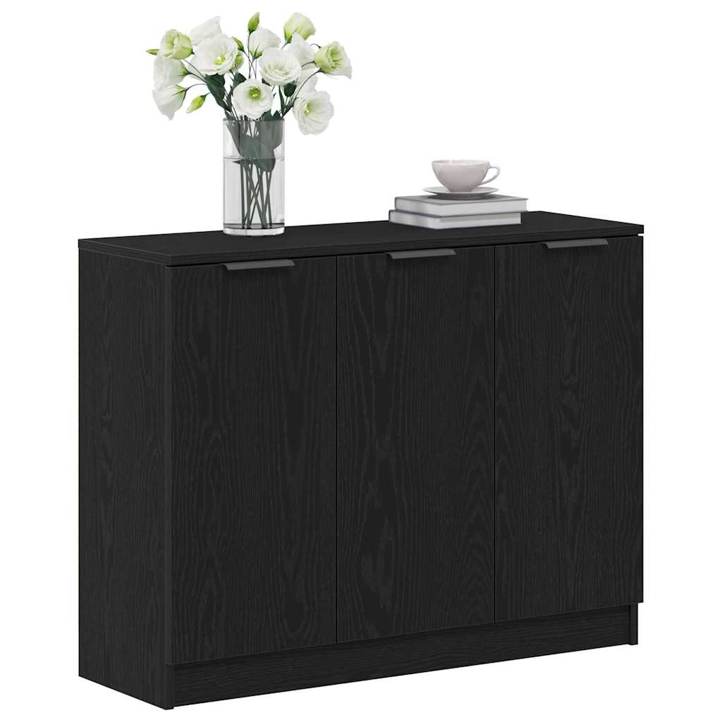 Dressoir Zwart Eiken 90,5 x 30 x 70 cm Bewerkt hout is nu te koop bij PeponiXL, paradijselijk wonen!