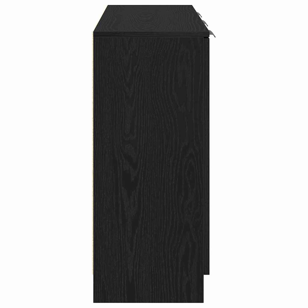 Dressoir Zwart Eiken 90,5 x 30 x 70 cm Bewerkt hout is nu te koop bij PeponiXL, paradijselijk wonen!